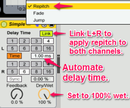 repitch mode simple delay