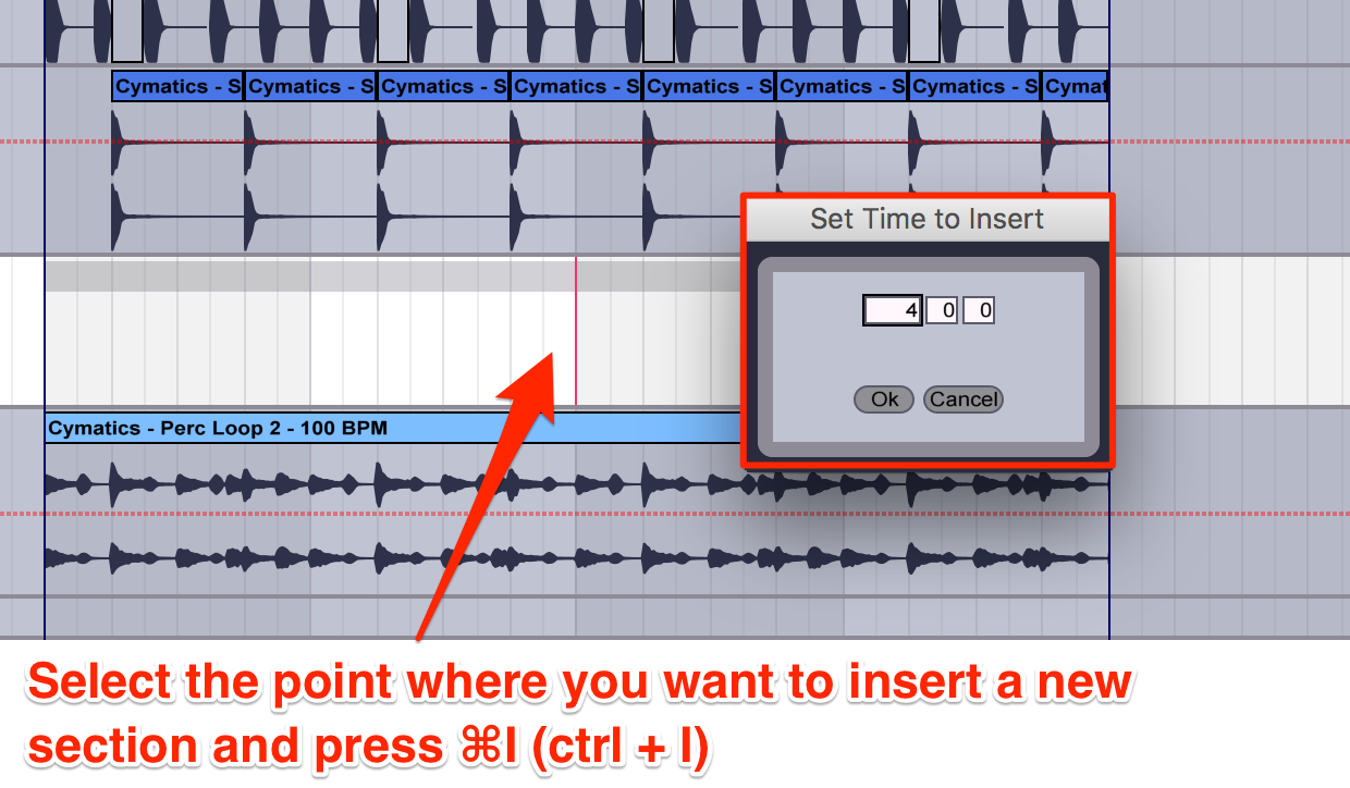 ableton live keyboard shortcut loop section