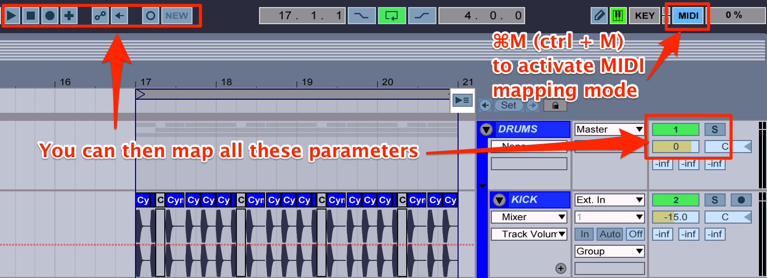 ableton live keyboard shortcut loop section